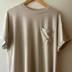 Momoni Oversized Short-sleeve XS Off-White T-Shirt Stripes Made in Italy NWOT